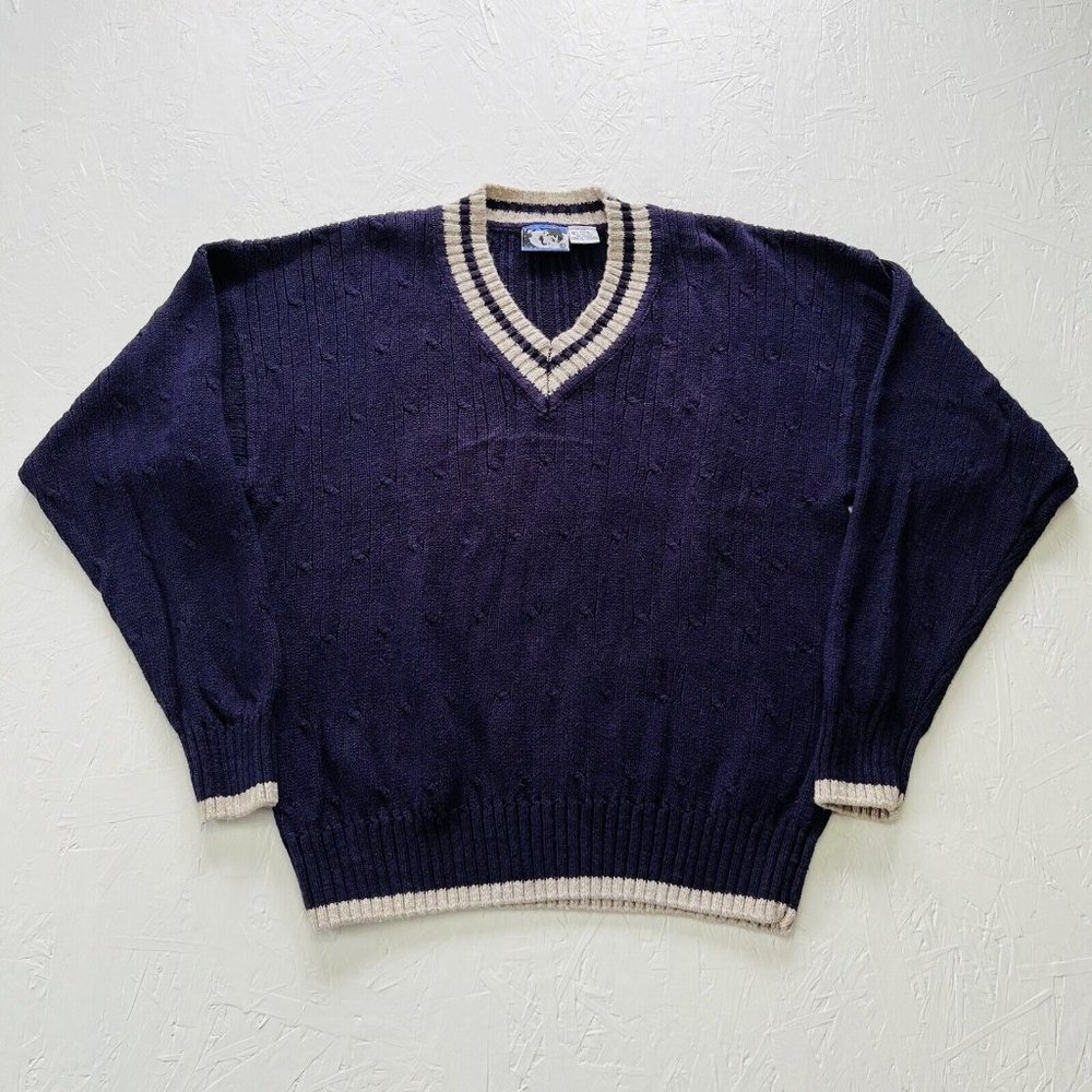 Vintage Today's News Men's Textured Pullover Ramie Cotton Sweater Size XL